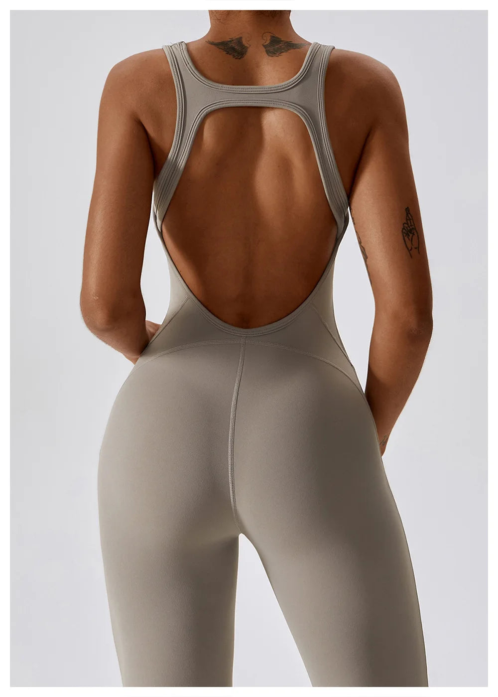 Women’s Solid One-Piece Yoga Jumpsuit – Seamless Fitness Bodysuit