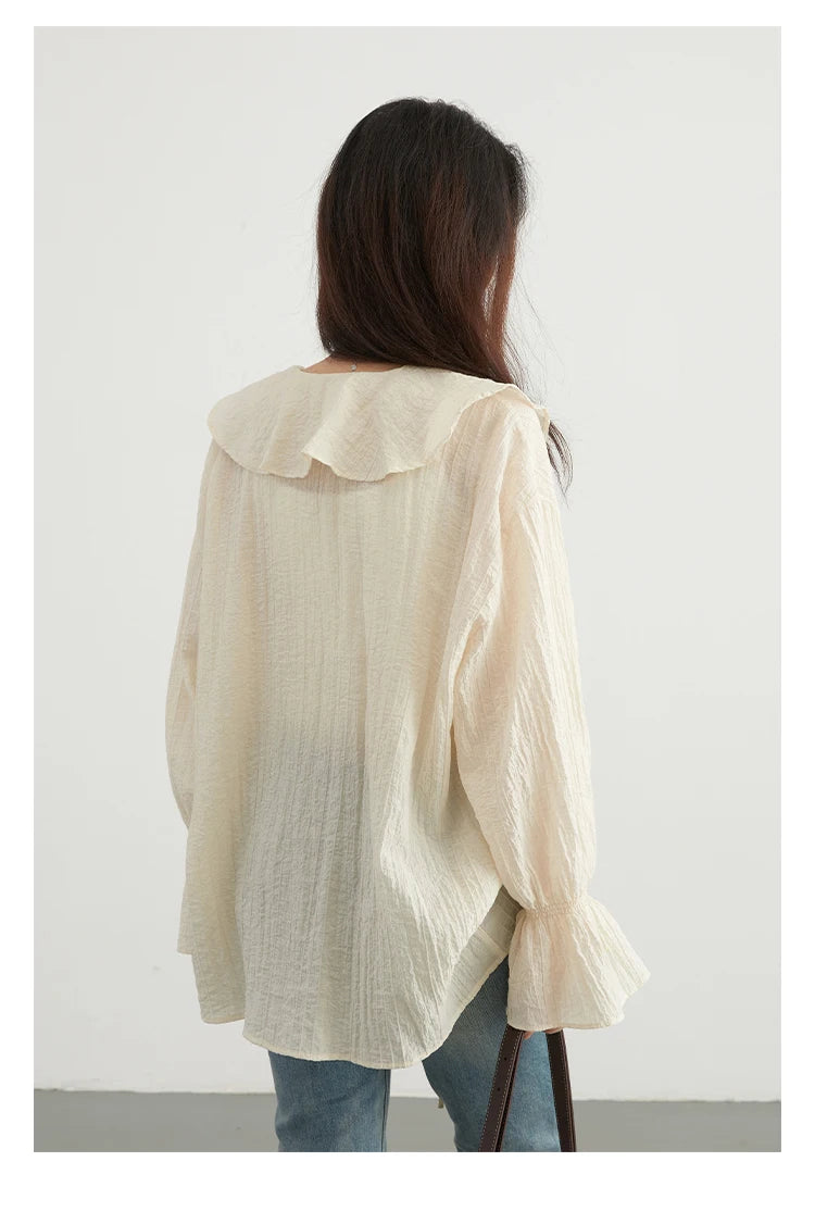 Ruffled V-Neck Lace Up Blouse – Spring/Summer 2025