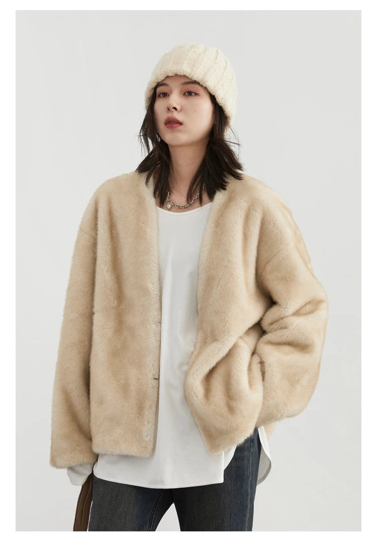Plush V-Neck Jacket – Winter 2025