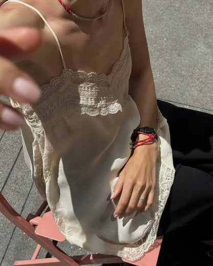 Lace Patchwork V-Neck Top – Summer 2025