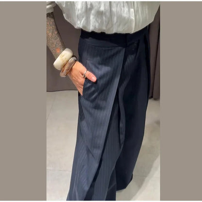 Striped Pleated Wide Leg Pants – Autumn 2025