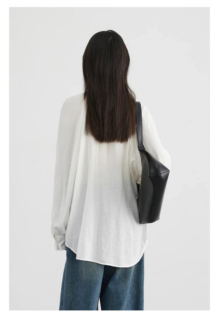 Korean V-Neck Lace-Up Blouse – Spring/Summer 2025 Collection