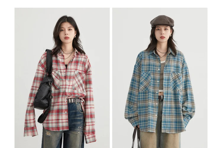 Retro Color Block Cotton Shirt – Spring/Autumn 2025 Collection