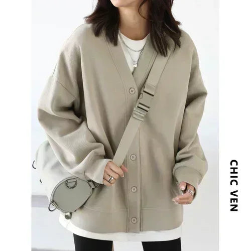 Korean V-Neck Sweatshirt – Autumn/Winter 2025