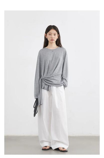 Elegant Long Sleeve Pullover Tee – Spring 2025 Collection