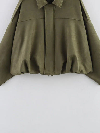 Women Suede Bomber Jacket