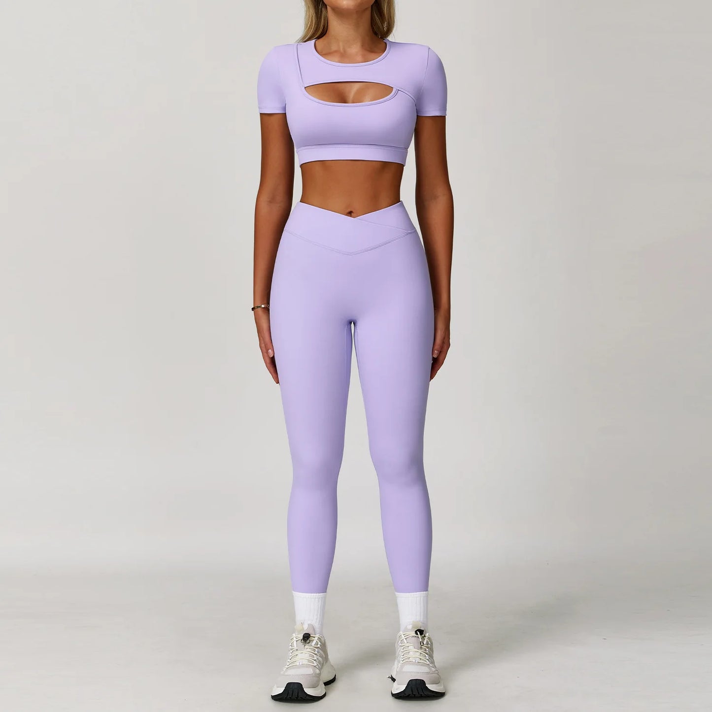 Women’s 3PCS Yoga Set – Long Sleeve Crop Top