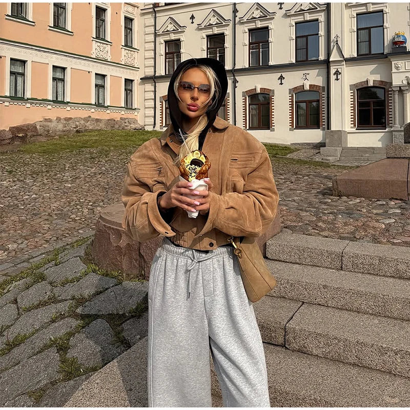 Brown Suede Cropped Jacket – Autumn 2025