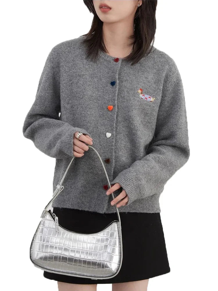 Embroidered Love Button Cardigan – Spring/Autumn 2025 Collection