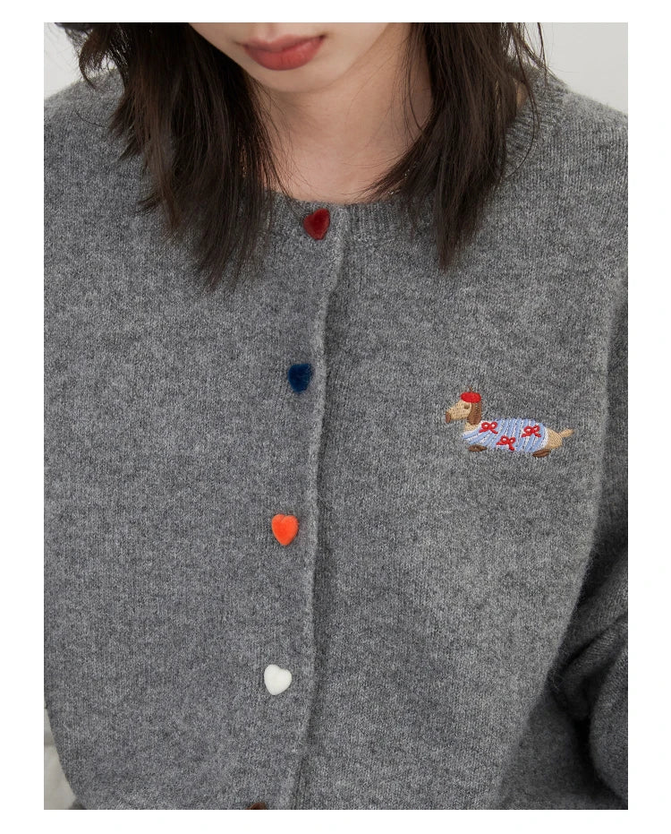 Embroidered Love Button Cardigan – Spring/Autumn 2025 Collection