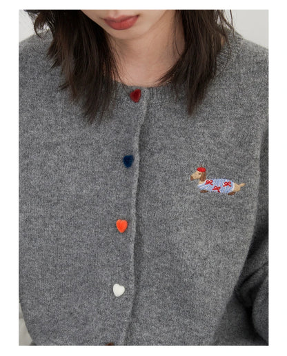 Embroidered Love Button Cardigan – Spring/Autumn 2025 Collection