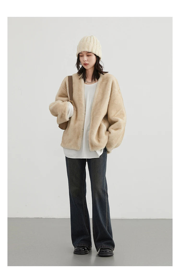 Plush V-Neck Jacket – Winter 2025