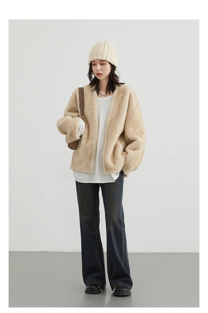 Plush V-Neck Jacket – Winter 2025