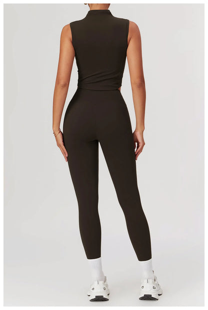 Women’s 2PCS Yoga Skirt Set – Short Sleeve Crop Top and High Waist Leggings