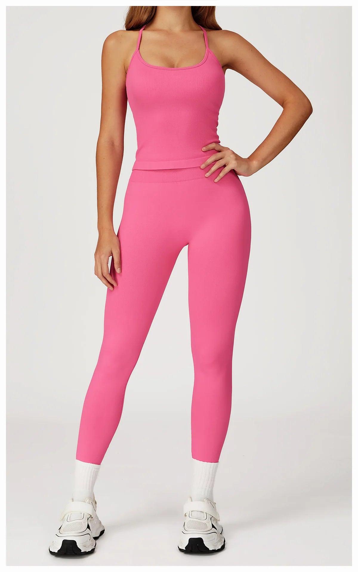 Women’s 2PCS Seamless Yoga Set – Zipper Long Sleeve Crop Top and High Waist Leggings