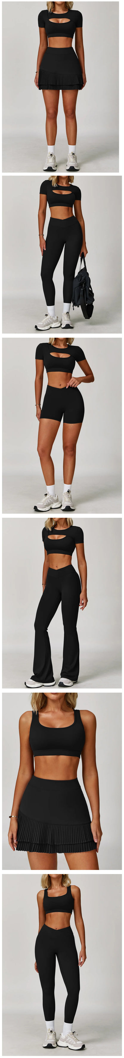 Women’s 3PCS Yoga Set – Long Sleeve Crop Top