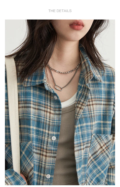 Retro Color Block Cotton Shirt – Spring/Autumn 2025 Collection