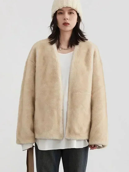 Plush V-Neck Jacket – Winter 2025