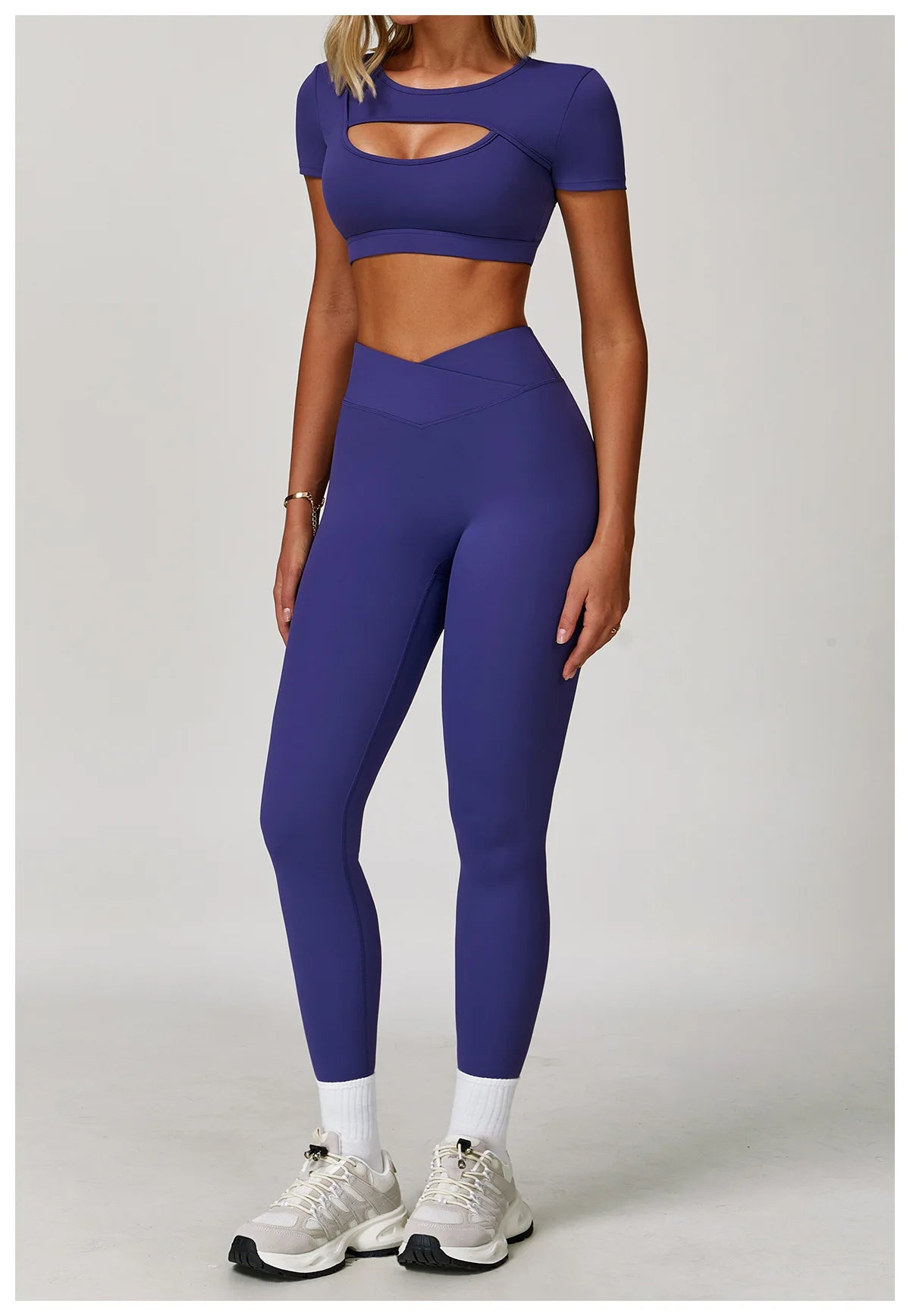 Women’s 3PCS Yoga Set – Long Sleeve Crop Top