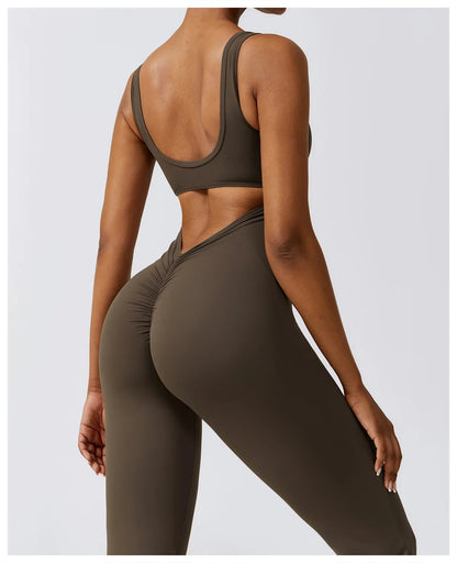 Women’s Gym Training Jumpsuit – Seamless Push-Up Yoga Bodysuit