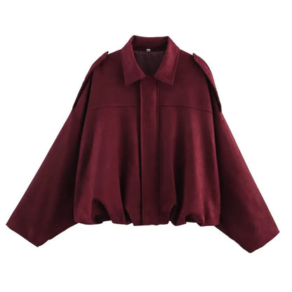 Women Suede Bomber Jacket