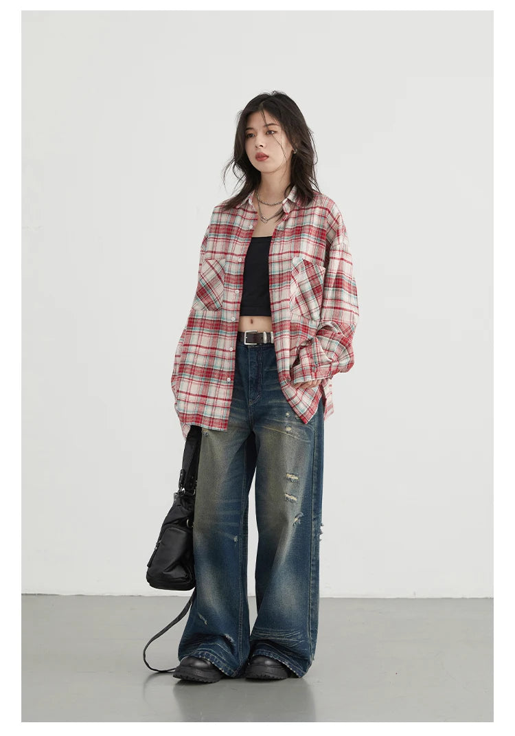 Retro Color Block Cotton Shirt – Spring/Autumn 2025 Collection