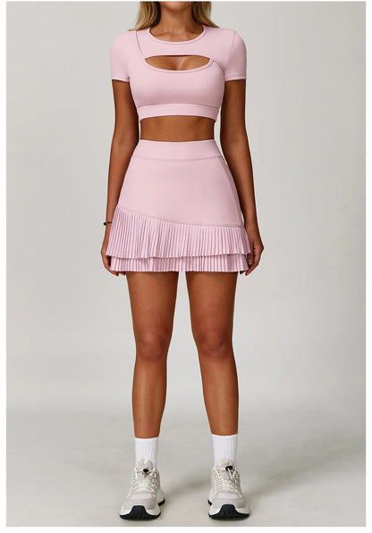 Women’s 3PCS Yoga Set – Long Sleeve Crop Top