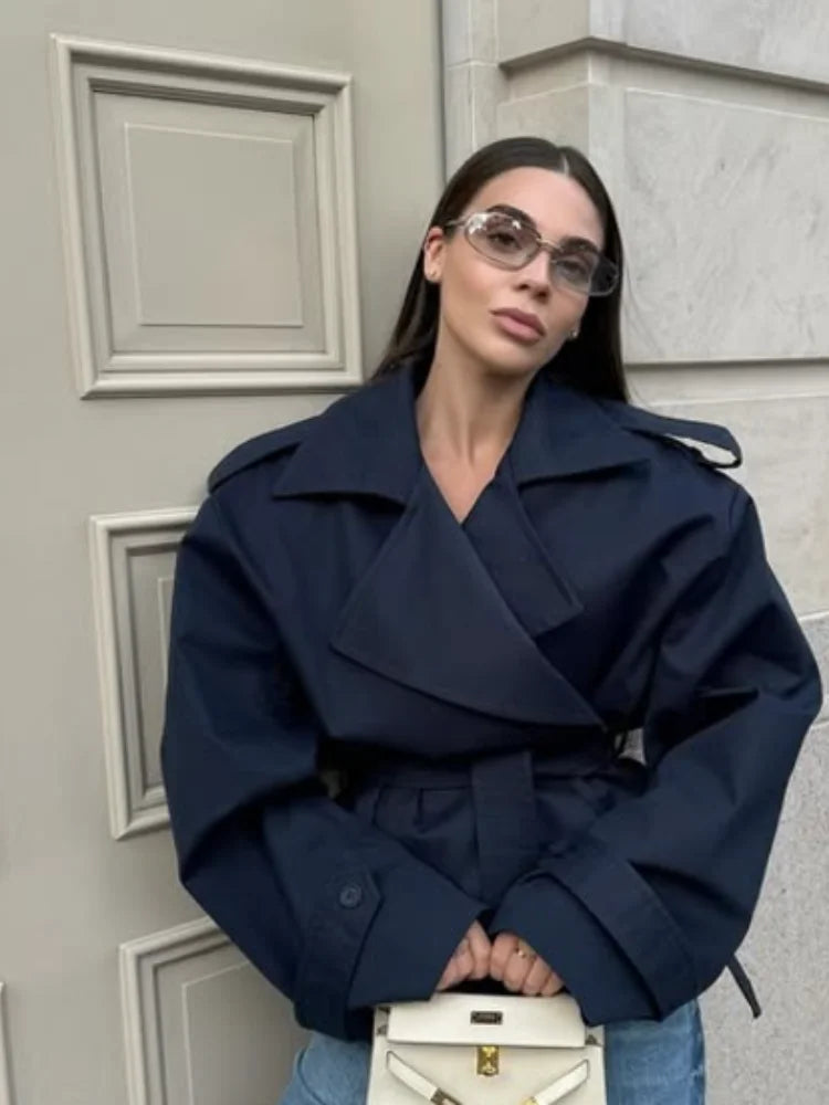 Lace-Up Cropped Trench Coat – Fall 2025