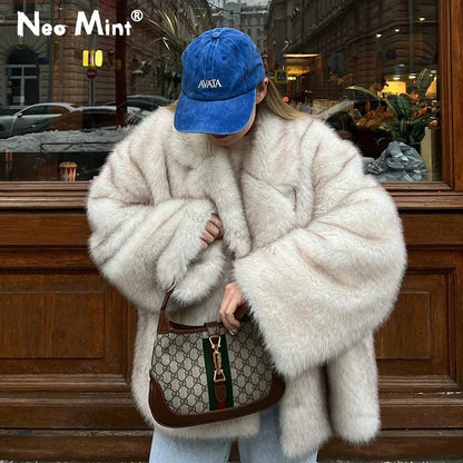 Neo Mint 2025 Winter Fashion Oversized Gradient Coat
