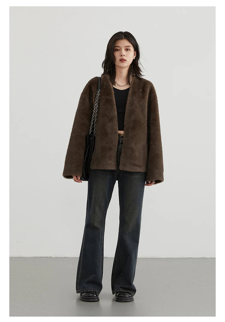 Plush V-Neck Jacket – Winter 2025