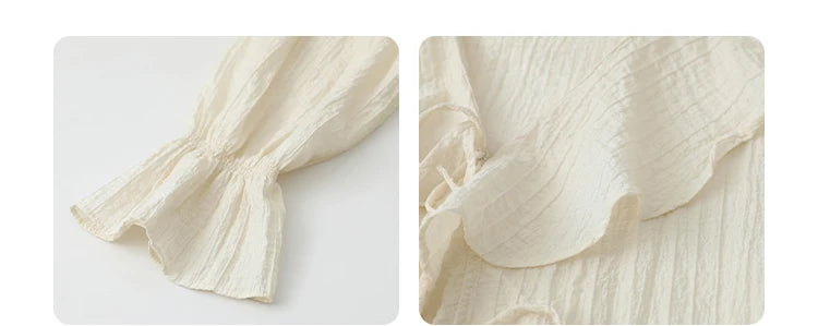 Ruffled V-Neck Lace Up Blouse – Spring/Summer 2025