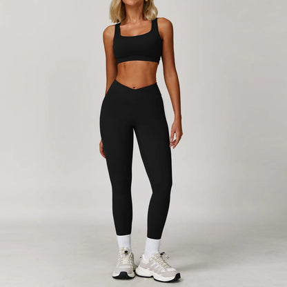 Women’s 3PCS Yoga Set – Long Sleeve Crop Top