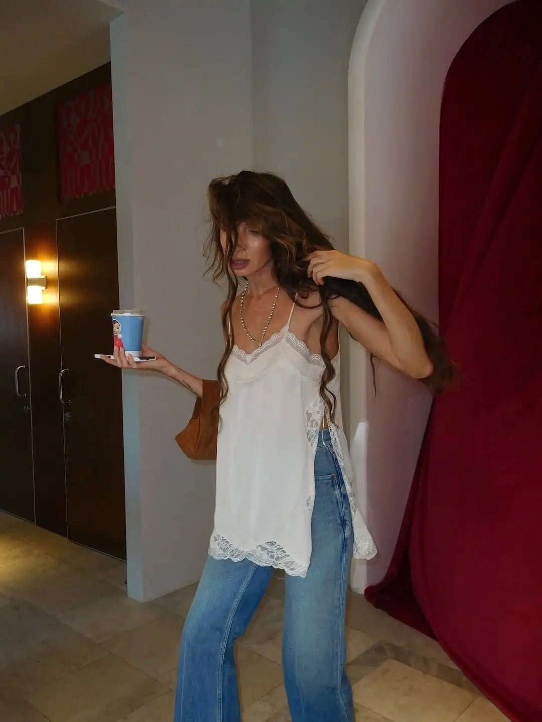 Lace Patchwork V-Neck Top – Summer 2025