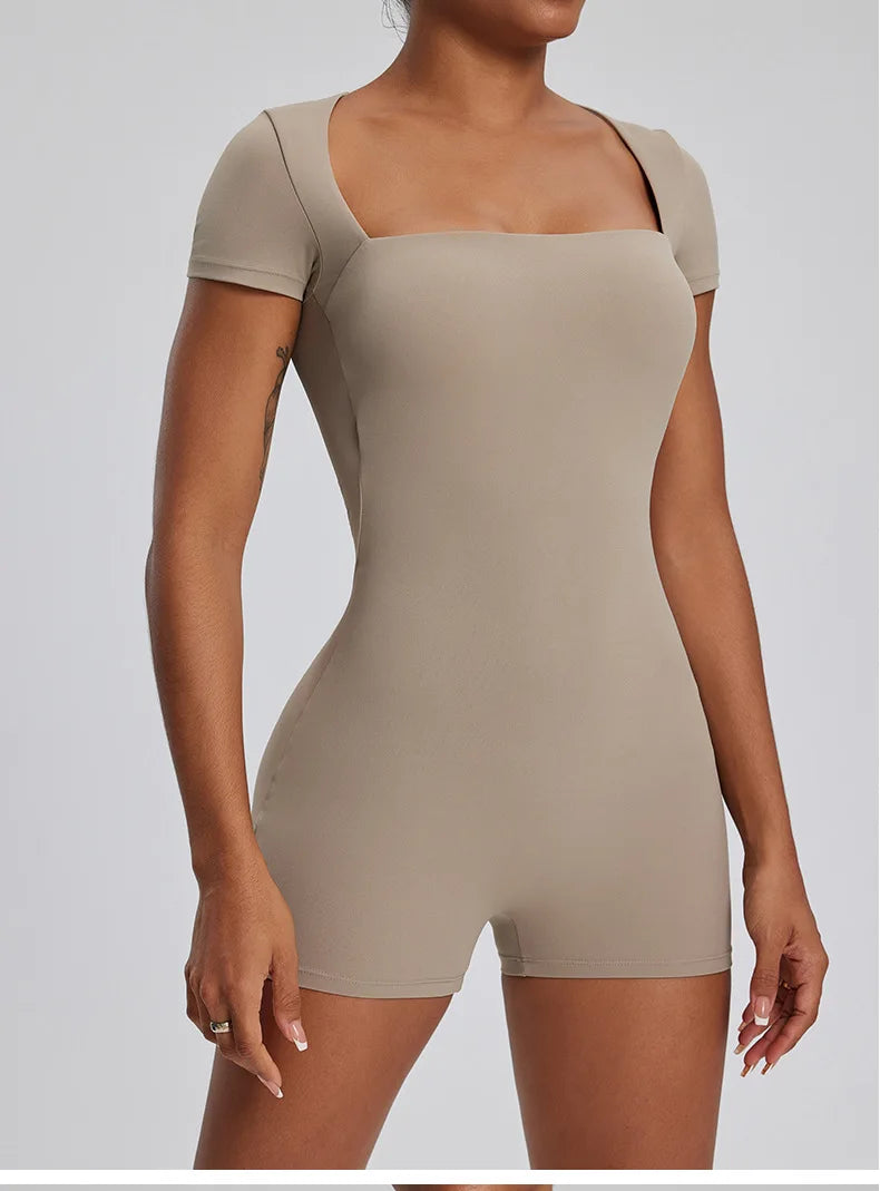 Women’s One-Piece Yoga Set – Seamless Stretch Fitness Bodysuit