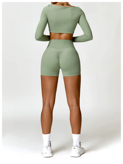 Women’s Long Sleeve Yoga Shirt – Quick-Dry Push-Up Fitness Top